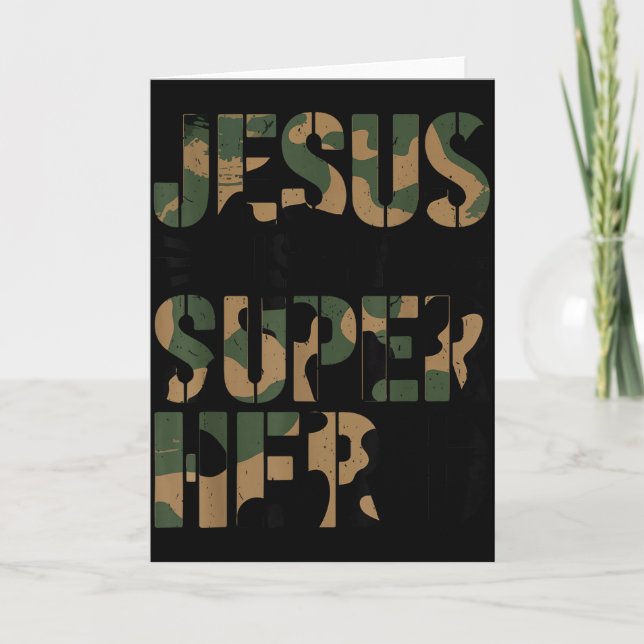 Cartão Camo Jesus Is My Superhero Toddler Boys Camouflage (Frente)