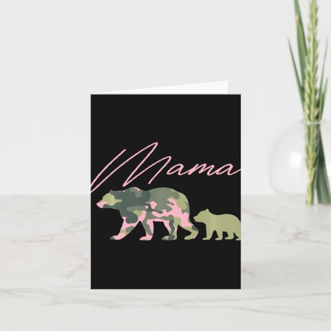 Cartão Camo Mama Bear Shirt, Mama Bear And Cub, Mom Of 1, (Frente)