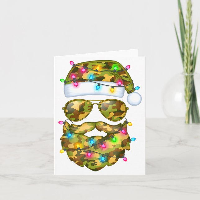 Cartão Camo Santa Claus Sungles Camouflage Funny Xmas Lig (Frente)