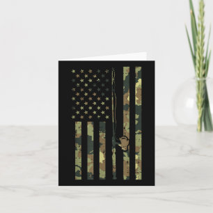 Cartão Camo U Bandeira Pesca Rod Pole Vintage Patriotic F