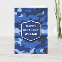 Camouflage Blue Camo Army Monogramas Aniversário
