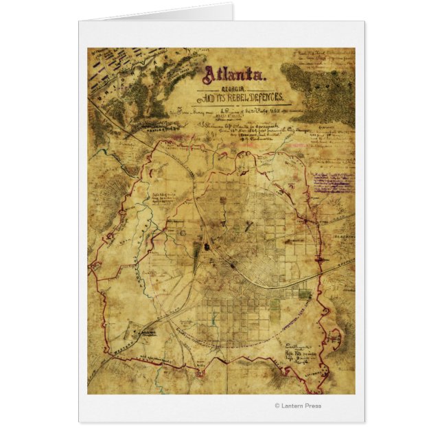 Cartão Campanha Atlanta - Mapa Panorâmico da Guerra Civil (Frente)