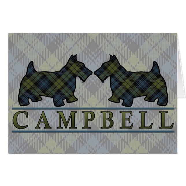 Cartão Campbell Tartan Scottie Dogs (Frente Horizontal)