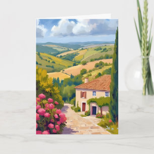 Cartão Campestre Italiano Vinhedo Aquarela Viagem