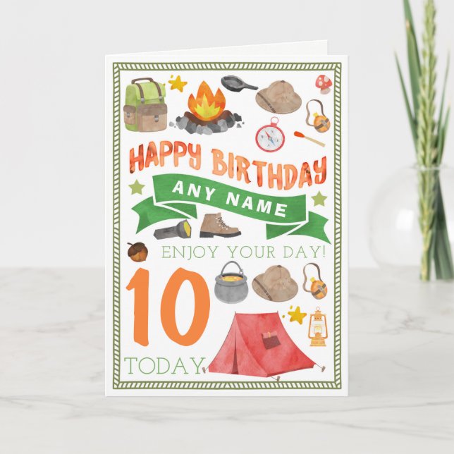 Cartão Camping Tent Personalised Birthday Card (Frente)