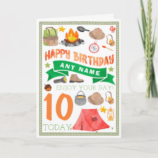 Cartão Camping Tent Personalised Birthday Card