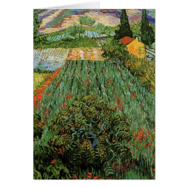 Cartão Campo com Poppies por Vincent van Gogh (Frente)