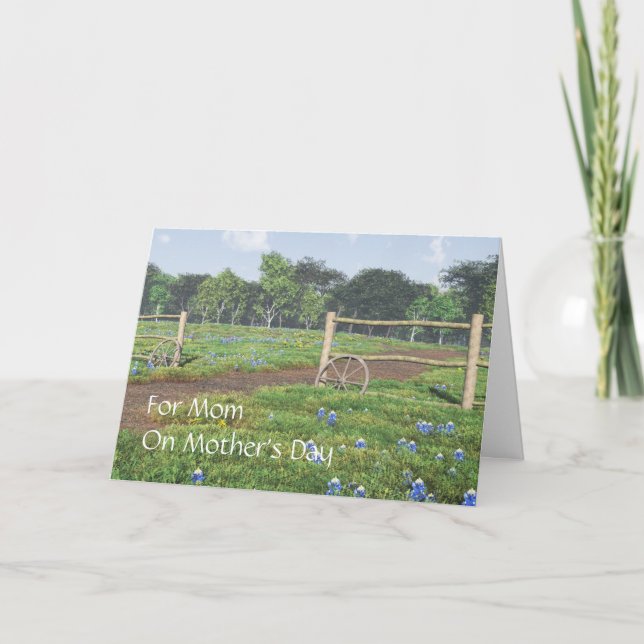 Cartão Campo de Bluebonnets - Dia de as mães Card (Frente)
