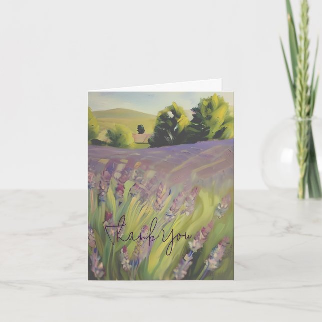 Cartão Campo de lavanda de aquarela personalizável (Frente)