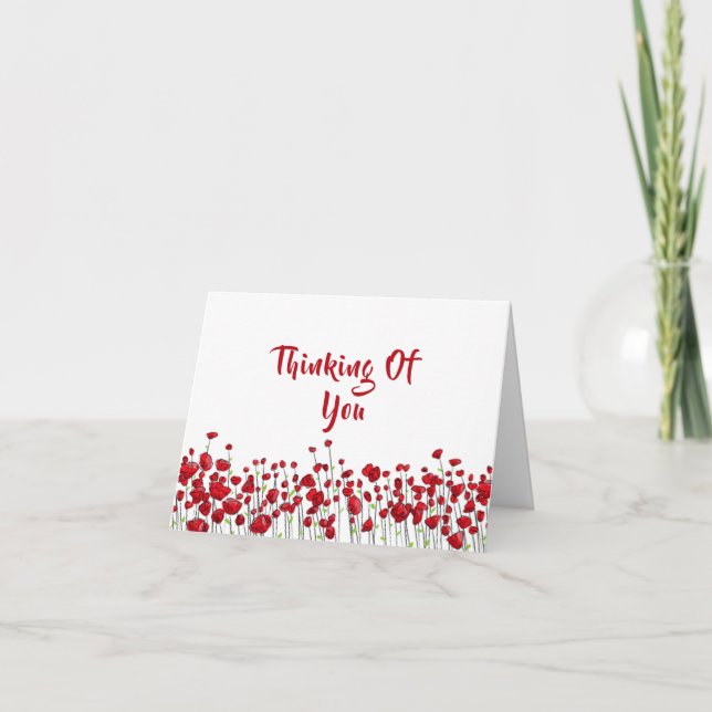 Cartão Campo De Papagaios Vermelhos "Pensando Em Você" (Frente)