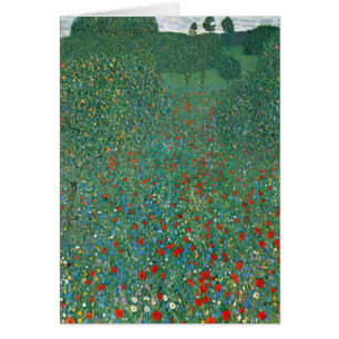Cartão Campo de Papoulas por Gustav Klimt, Arte Novo Vint