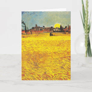 Cartão Campo de Trigo de Van Gogh Pôr do Sol em Arles