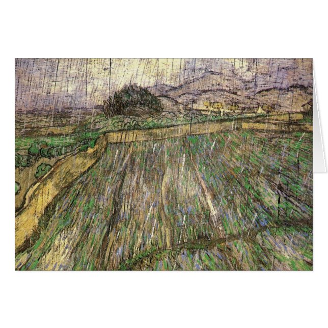 Cartão Campo de trigo em chuva (F650) Van Gogh de arte fi (Frente horizontal)