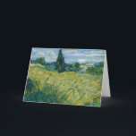 Cartão Campo de trigo verde com cisto | Vincent van Gogh<br><div class="desc">O Campo de Trigo Verde com Cypress (1889) de Vincent van Gogh é uma pintura paisagística vibrante que captura o movimento e a energia da natureza. A pintura apresenta um campo de trigo verde esmagado balançando ao vento, com pinceladas ousadas e expressivas que dão vida à cena. Uma árvore ciprestes...</div>