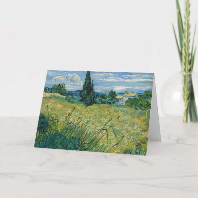 Cartão Campo de trigo verde com cisto | Vincent van Gogh (Frente)
