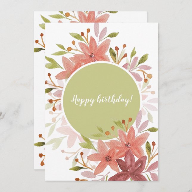 Cartão Campo Russo Floral Terracotta Blush (Frente/Verso)