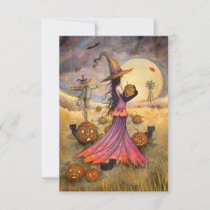 Cartão Campos de Fantasia de Outubro Com Arte de Hallowee