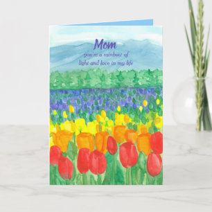Cartão Campos de Flores de Tulipa Feliz Dia das Mães