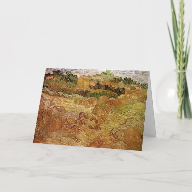 Cartão Campos de Trigo com Auvers de Vincent van Gogh (Frente)