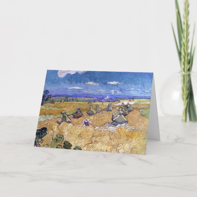 Cartão Campos de Trigo com Ceifador | Vincent van Gogh (Frente)