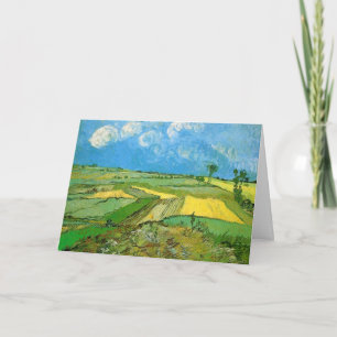Cartão Campos de Trigo de Van Gogh em Auvers Sob Céu Nubl