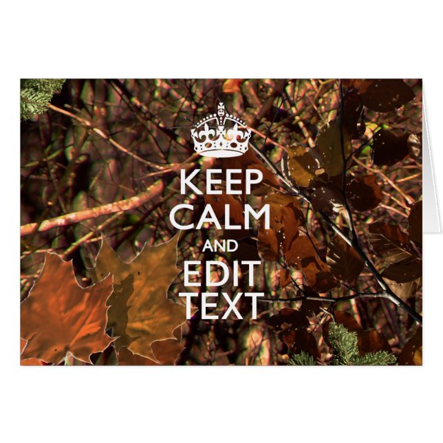 Cartão Camuflagem de Fall Season Mantenha Calmo Seu Texto (Frente Horizontal)