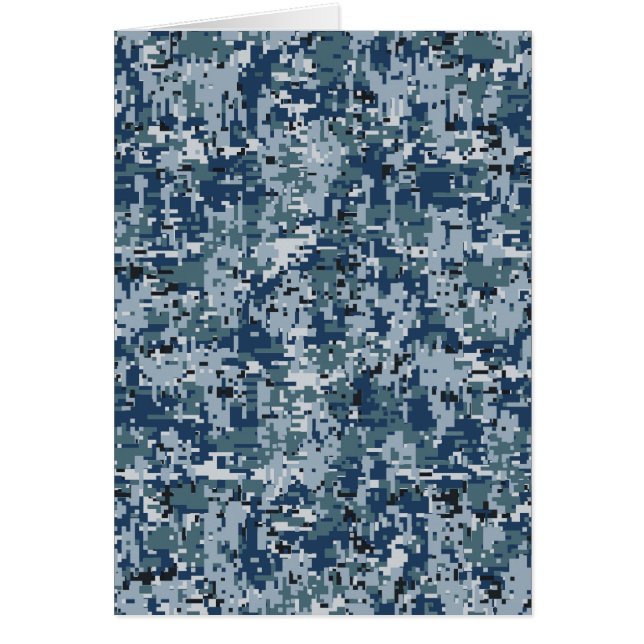 Cartão Camuflagem de Pixels Digitais Azul-Marinho Decor (Frente)