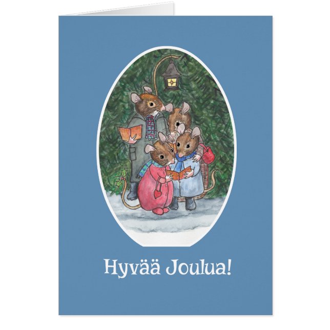 Cartão Camundongos Cachorros Cantores de Carol Saudações  (Frente)