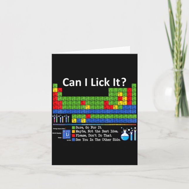 Cartão Can I Lick It Periodic Table Chart Science Teacher (Frente)