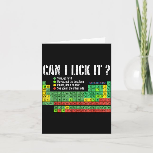 Cartão Can I Lick It Periodic Table Funny Science Teacher (Frente)