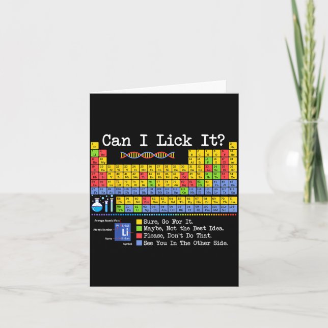 Cartão Can I Lick It Periodic Table Funny Science Teacher (Frente)