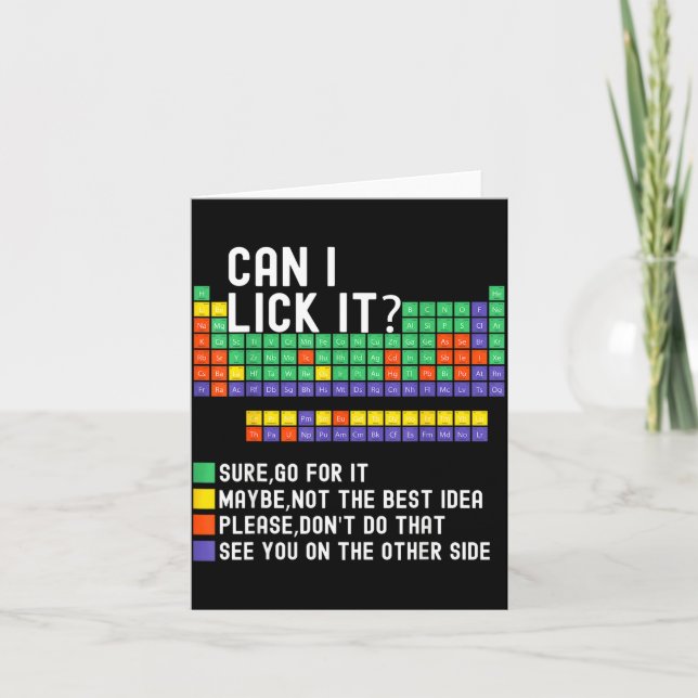 Cartão Can I Lick It Periodic Table Funny Science Teacher (Frente)
