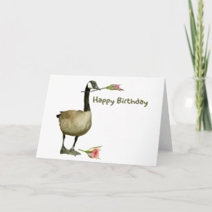Cartão Canadá ganso com placa de aniversário de Rosa