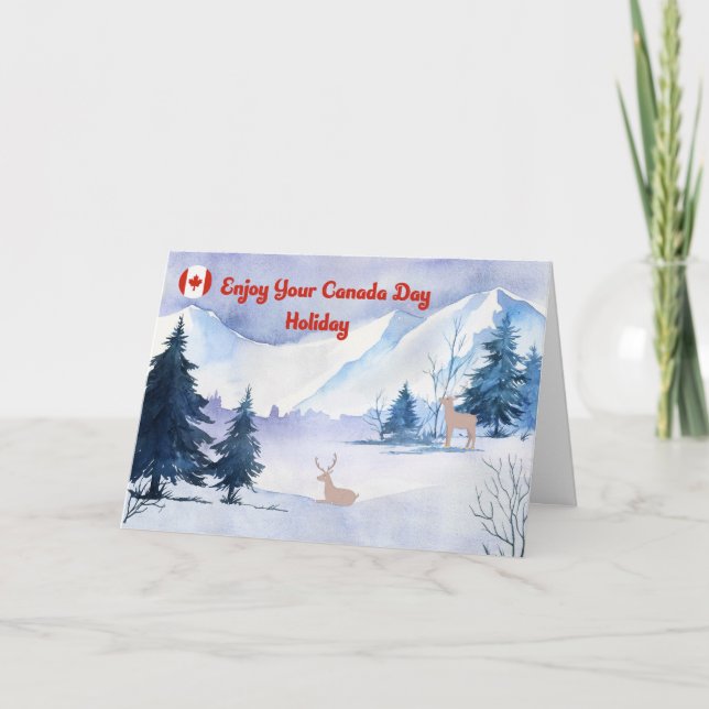 Cartão Canadá: Holiday Card é montado com veado (Frente)