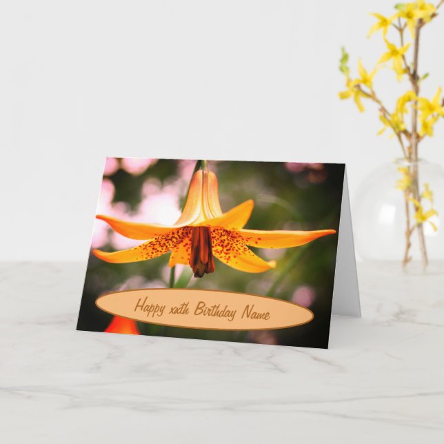 Cartão Canadá Lily Flower Personalizado Aniversário (Flor Amarela)