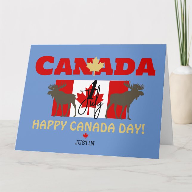 Cartão Canada Maple Leaf, Happy canada day, 1rua de julho (Frente)