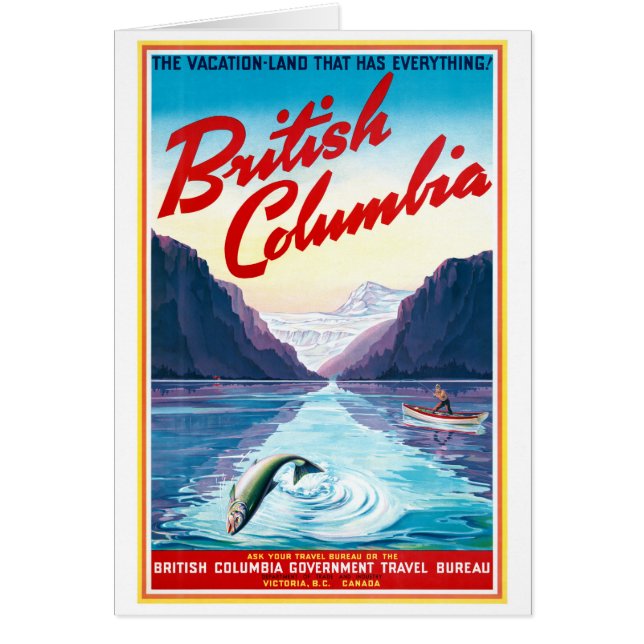 Cartão Canadá - Poster vintage da Colúmbia Britânica Rest (Frente)