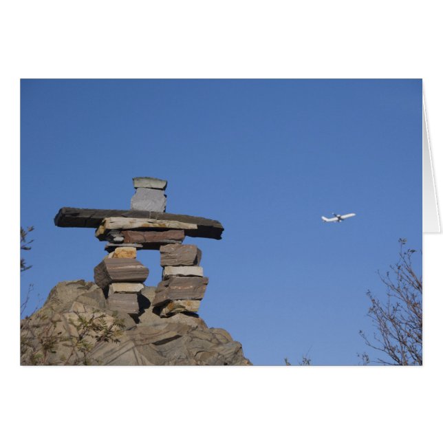 Cartão Canadá, Terra Nova, St. John's. Inukshuk (para (Frente Horizontal)