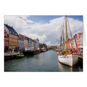 Cartão Canal com Barcos  Copenhaga