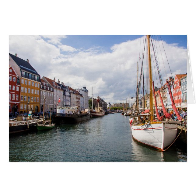 Cartão Canal com Barcos | Copenhague (Frente Horizontal)