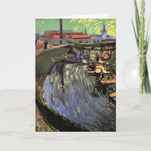 Cartão Canal com Mulheres Lavando por Vincent van Gogh
