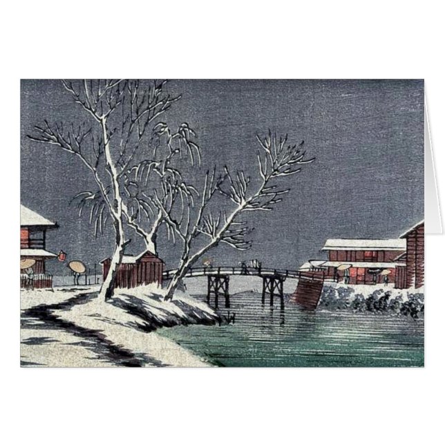 Cartão Canal na neve Ukiyoe (Frente Horizontal)