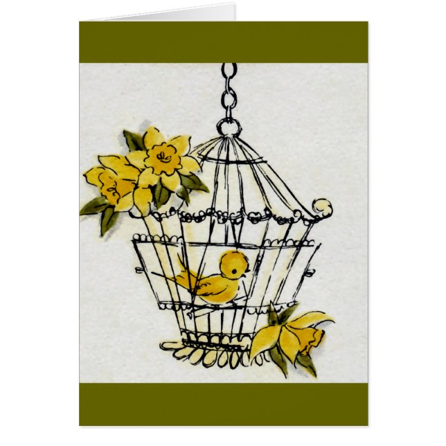 Cartão Canário e Dafodills (Frente)