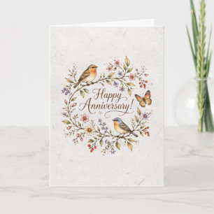 Cartão Canção Caprichosa de Pássaros e Flores Silvestres