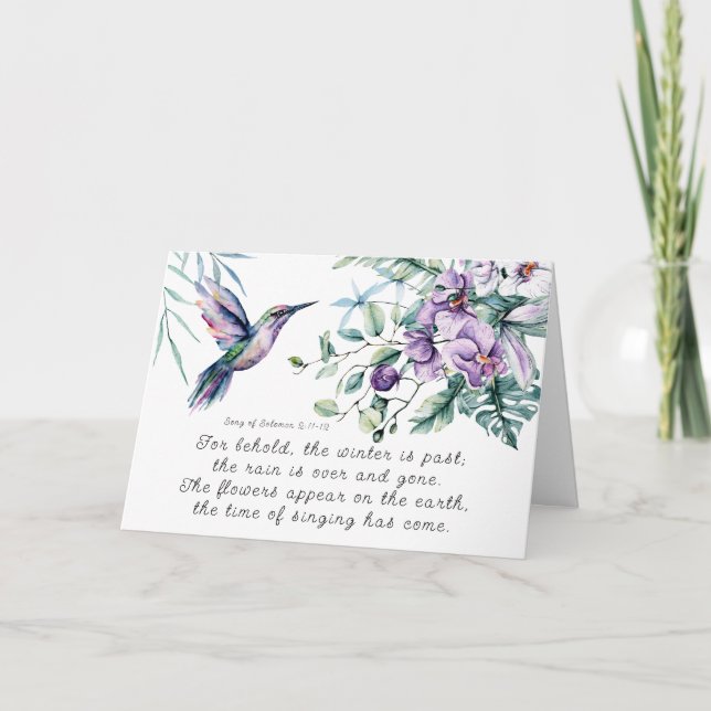 Cartão Canção de Salomão 2:11-12 Bíblia de Flores de Humm (Frente)