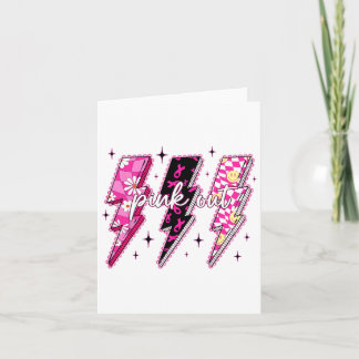 Cartão Cancer Da Mama Do Relâmpago, Verificado A Rosa, Aw