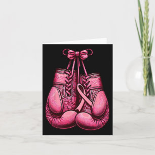 Cartão Cancer de Mama Boxando Fita Rosa Sensibilização Fi