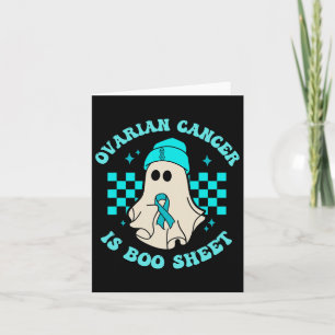Cartão Câncer de ovário Bonito É Folha de Boo Halloween G