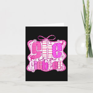 Cartão Cancer de peito Guerreira Coquette Fita Rosa Fita