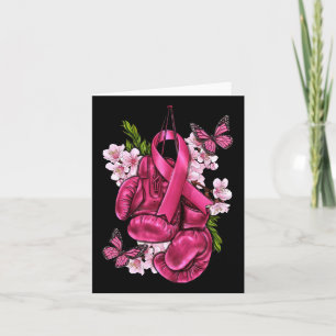 Cartão Cancer Mama Consciência Rosa Boxas Luvas Rosa Ri